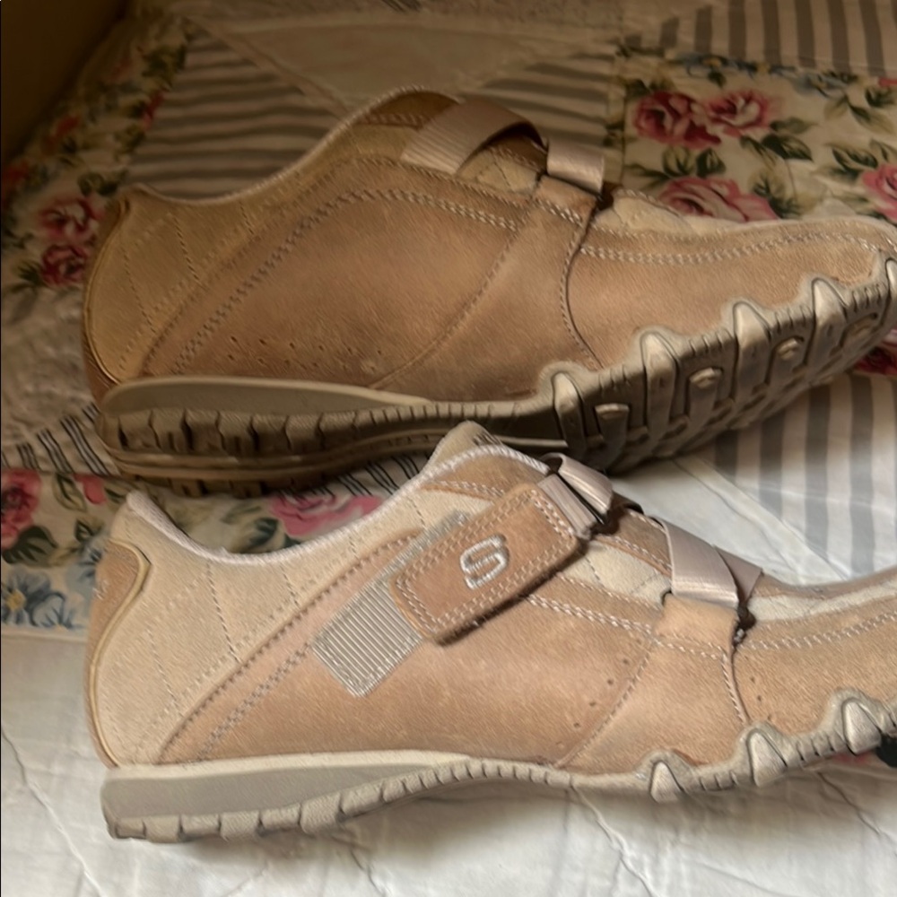 Skechers Tan Suede Strap Sneakers - Picture 5 of 8